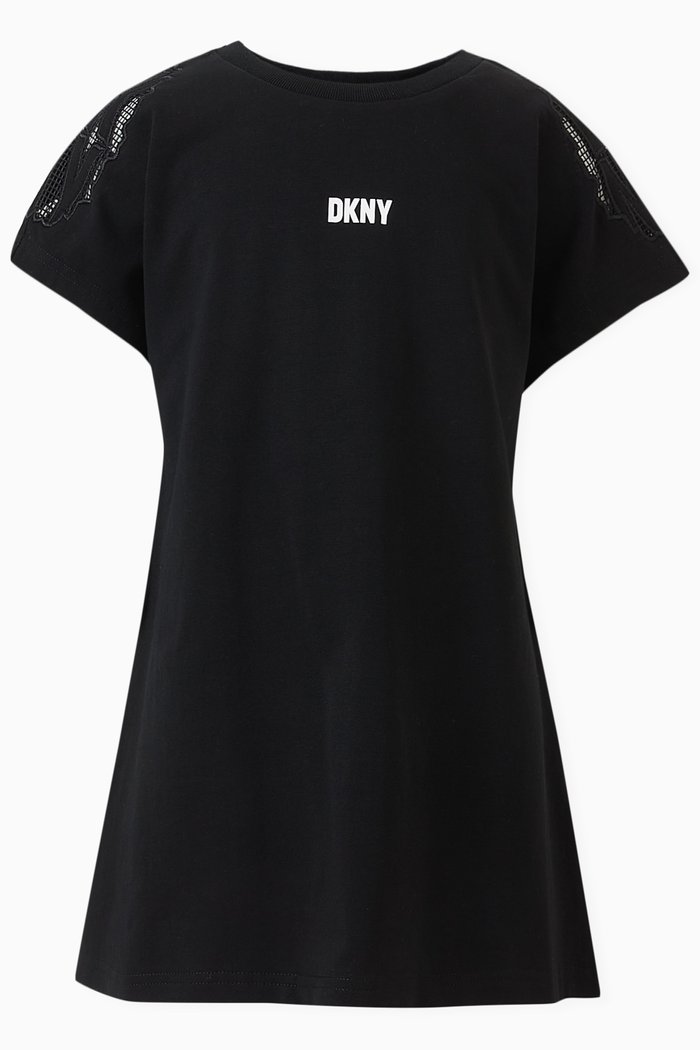 Logo-embroidered Dress in French Terry, Black