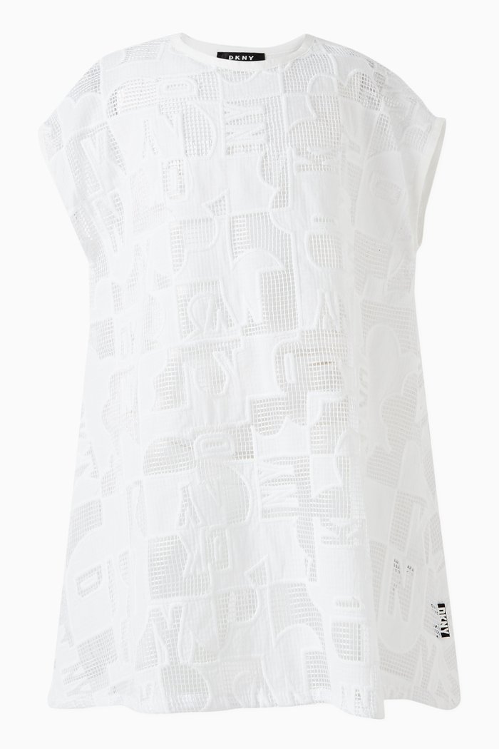 

Layered Midi Dress in Mesh & Cotton Jersey, White