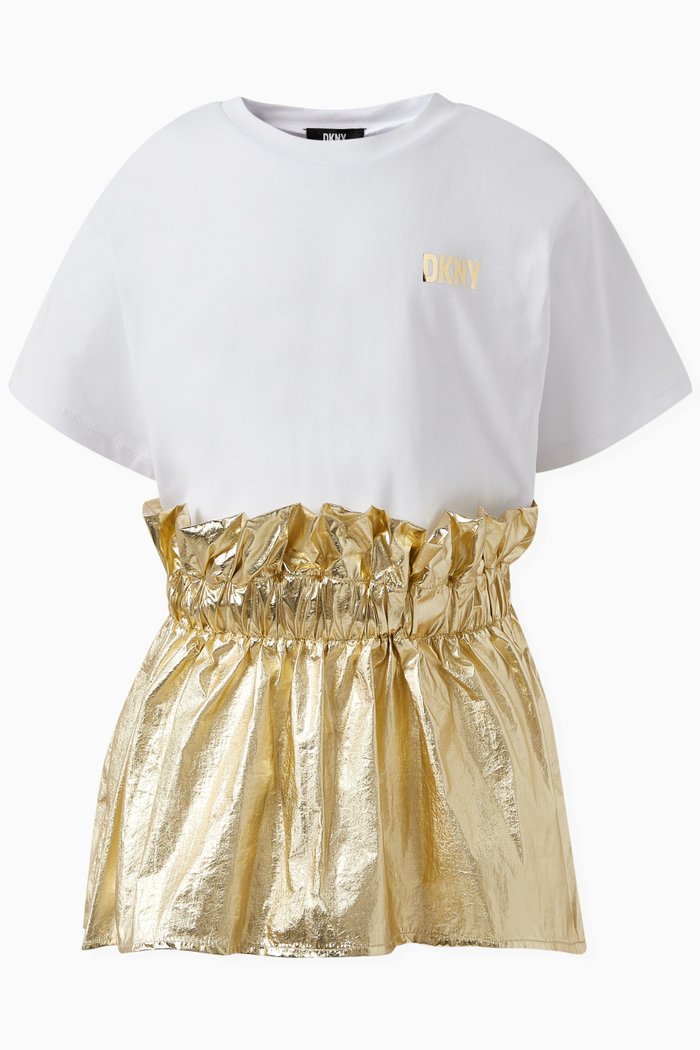 

Logo-print Metallic Dress in Cotton, White