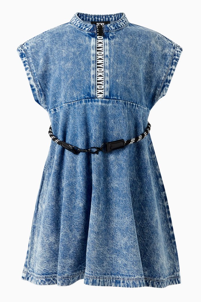 

Logo-print Dress in Cotton Denim, Blue
