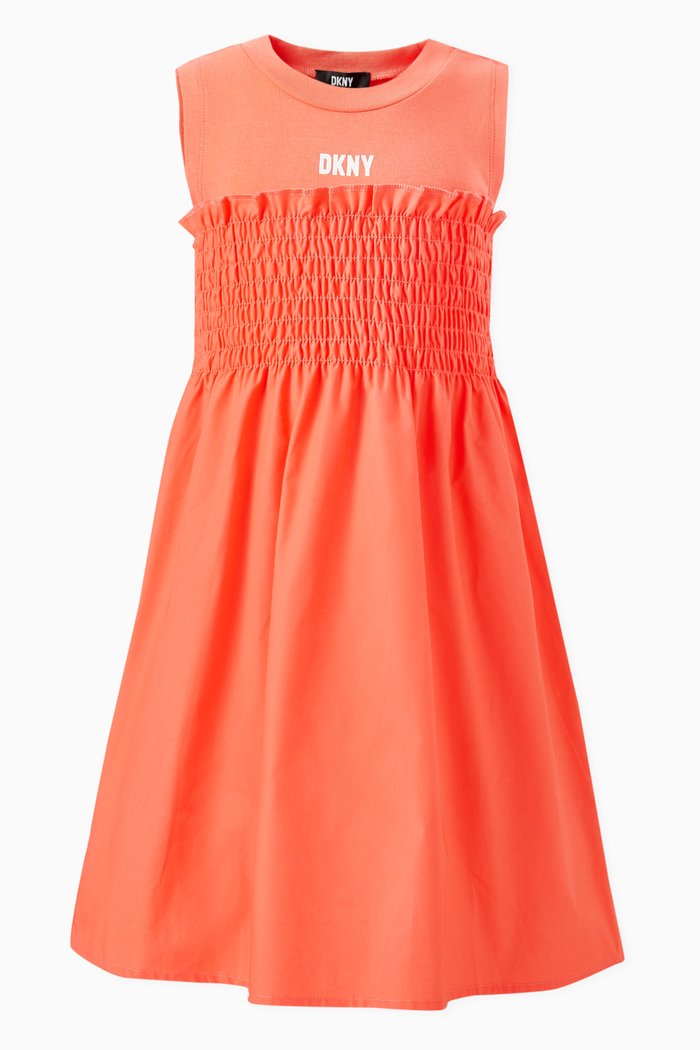 

Logo-print Dress in Stretch Cotton, Orange