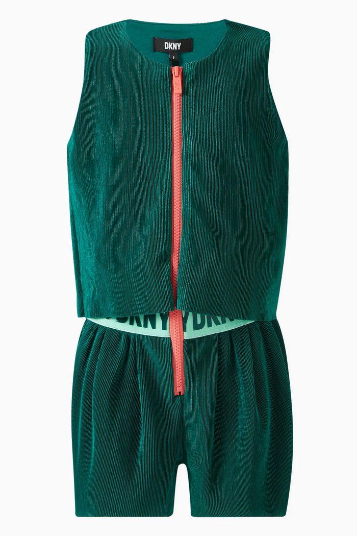 

Logo-band Sleeveless Playsuit, Green