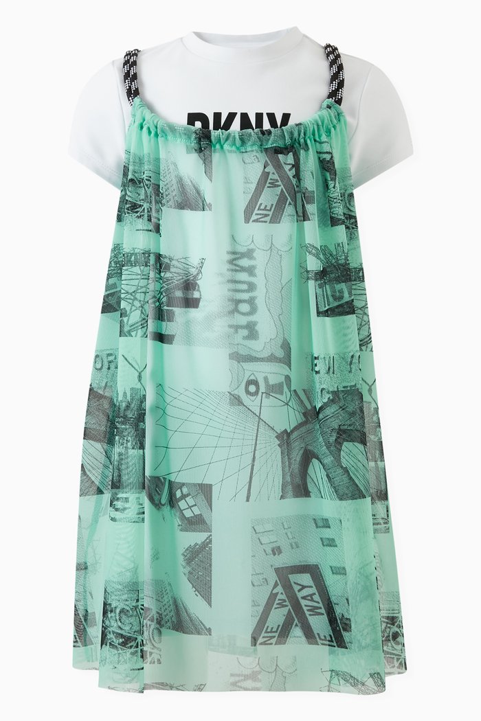 

Graphic-print Layered Dress in Viscose-blend, Green