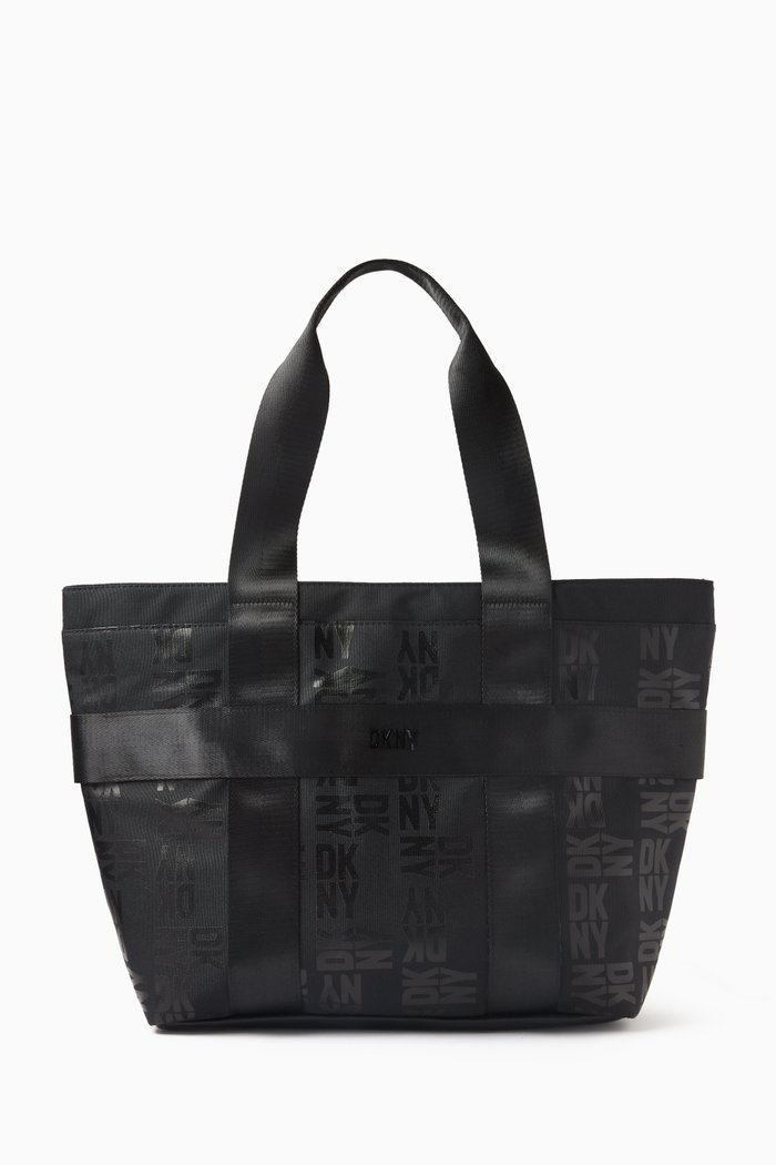 

Logo-jacquard Basket-weave Bag, Black