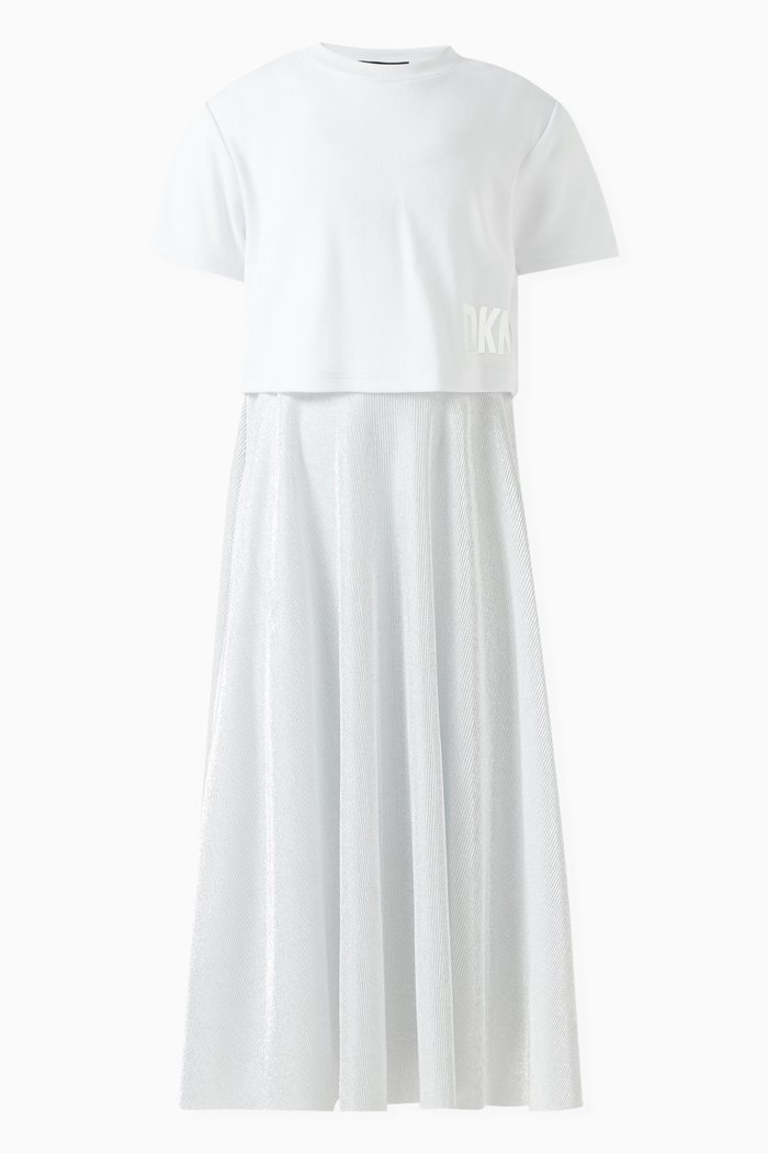 

Layered T-shirt Dress in Cotton, Grey