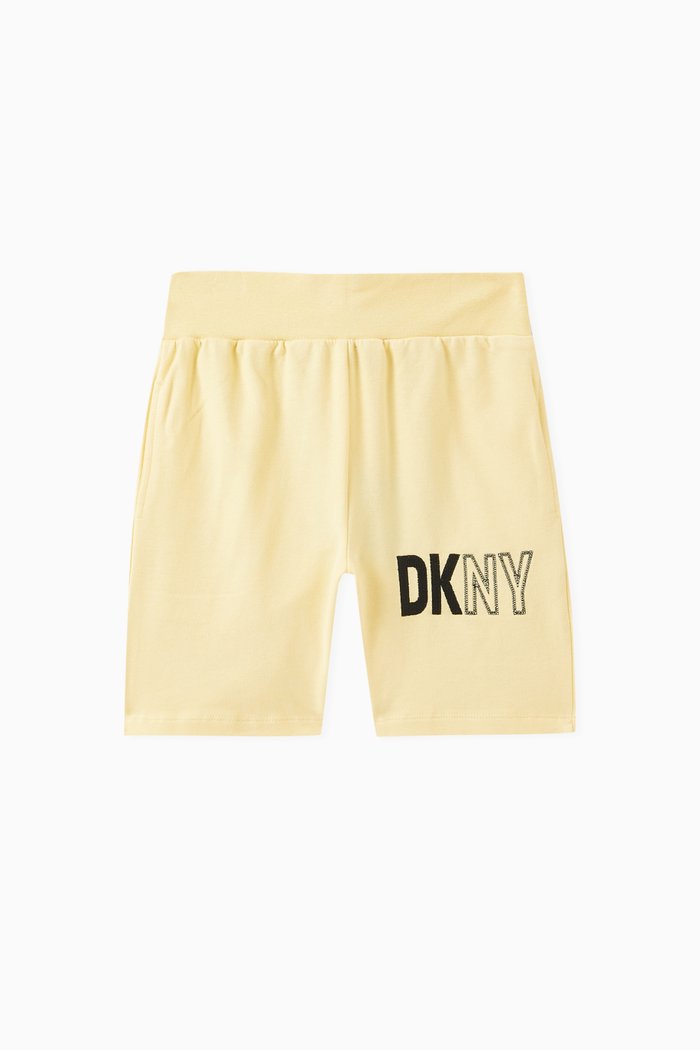 Logo Jogging Shorts in Cotton Jersey, Yellow