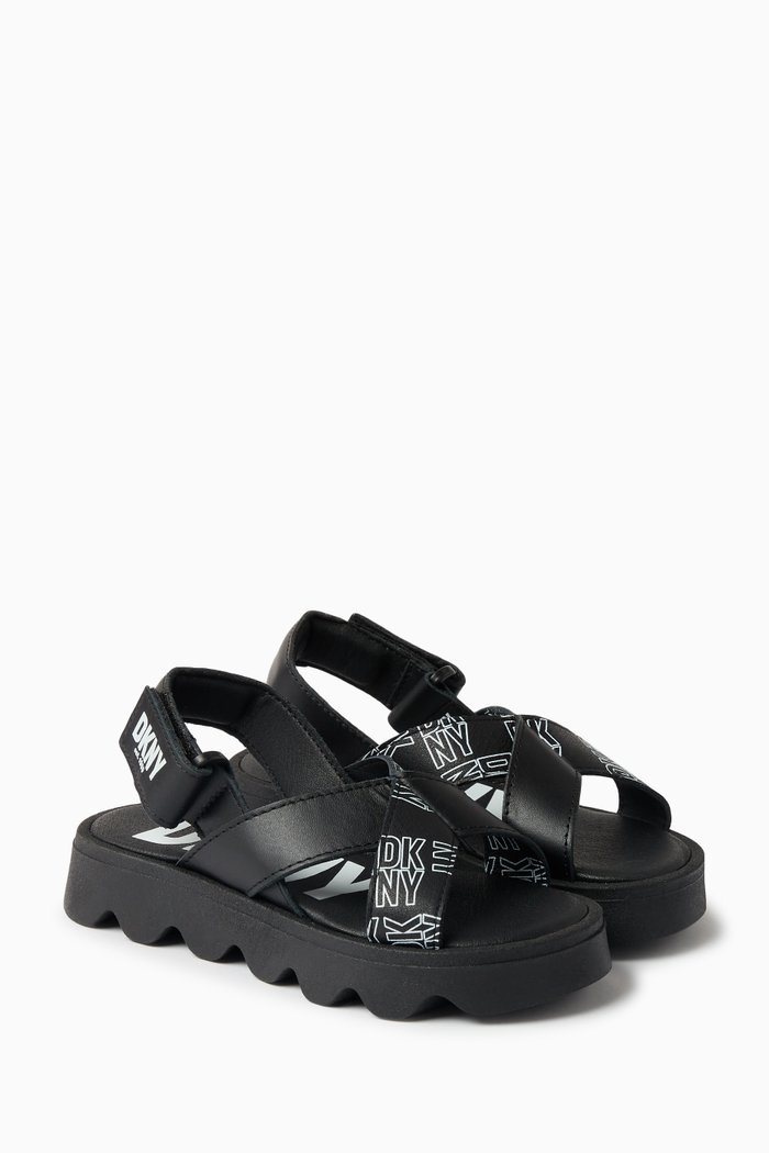 

Logo-strap Sandals in Leather, Black