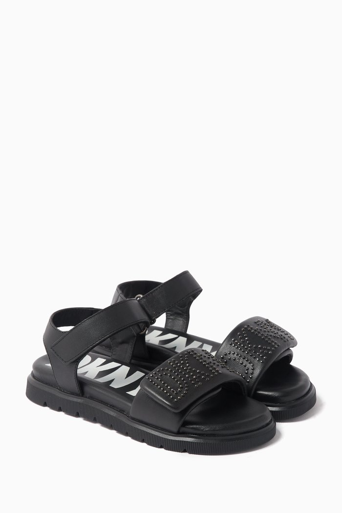 

Logo-studded Sandals in Leather, Black