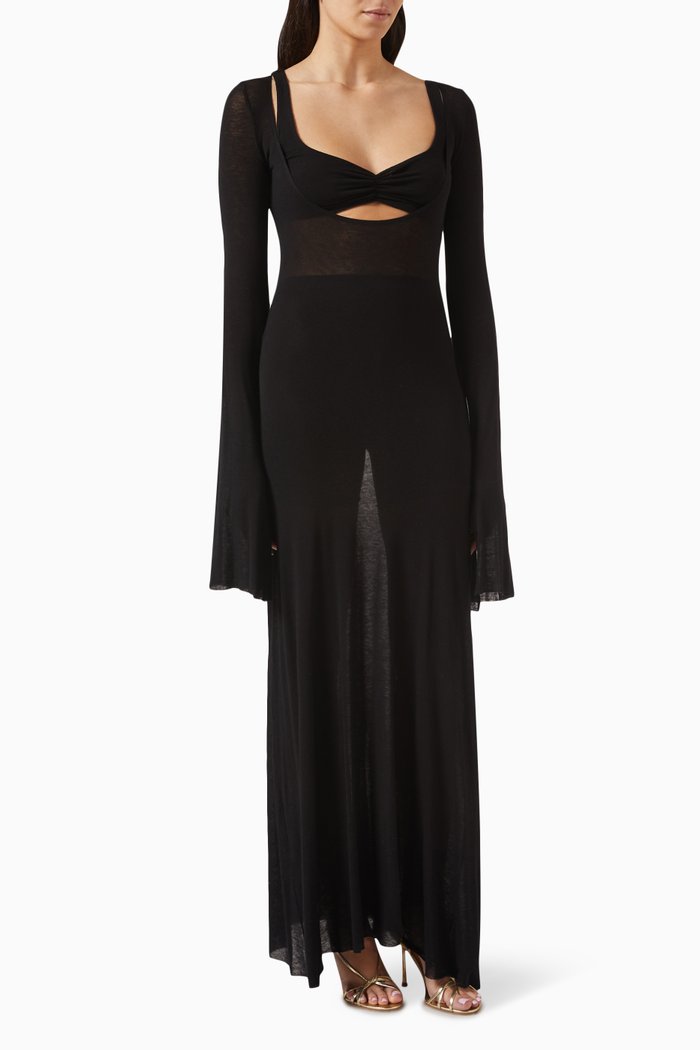 

Nina Cut-out Maxi Dress in Cashmere-viscose, Black