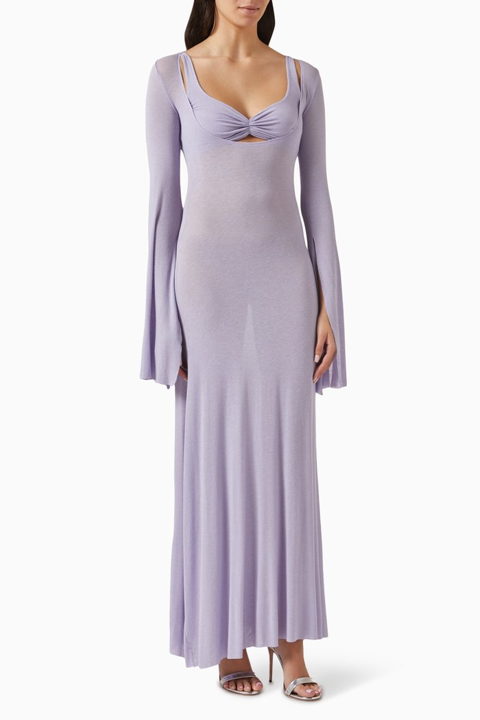Nina Cut-out Maxi Dress in Cashmere-viscose, Purple