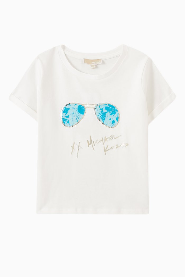 

Sequin-embellished Graphic Logo T-shirt in Organic Cotton, Neutral