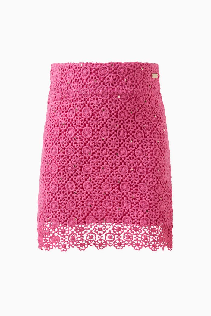 

Sequin-embellished Skirt in Lace, Pink