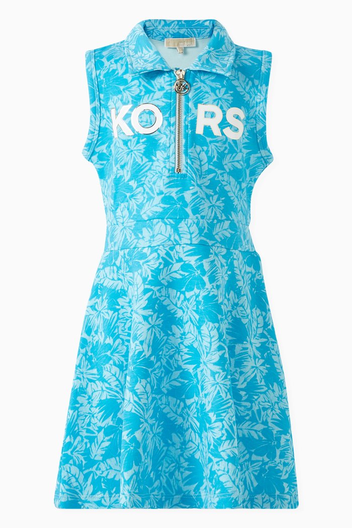 

Logo-print Dress in Cotton Blend, Blue