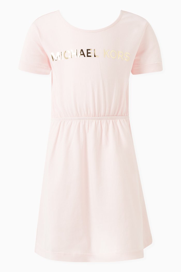 Logo T-shirt Dress in Stretch Cotton, Pink