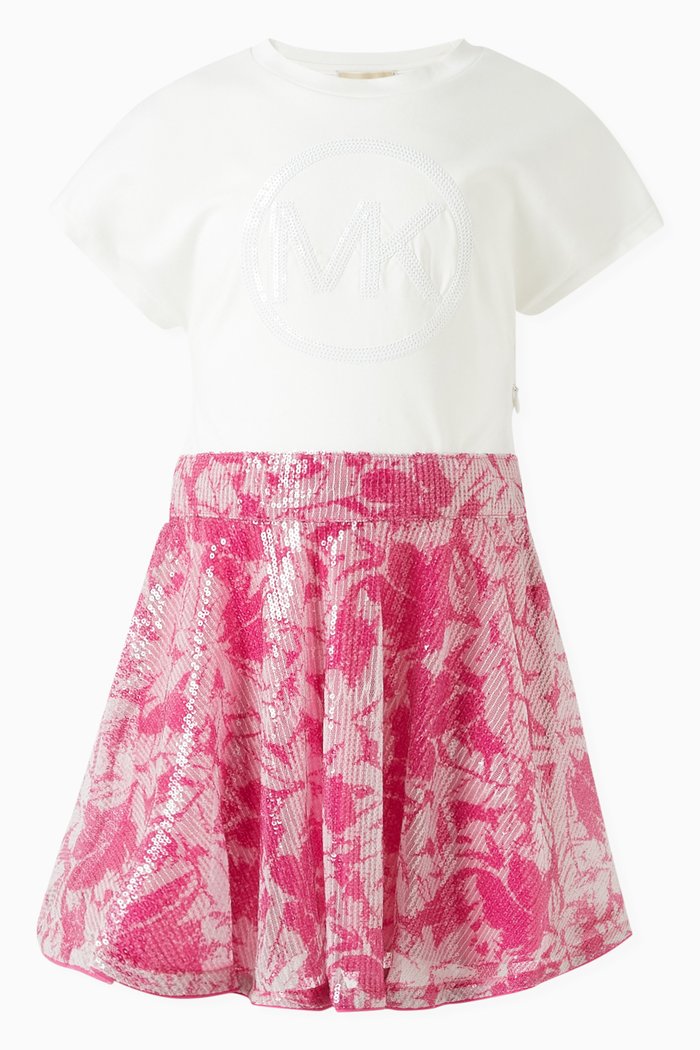 

Sequin-embellished T-shirt Dress, Pink