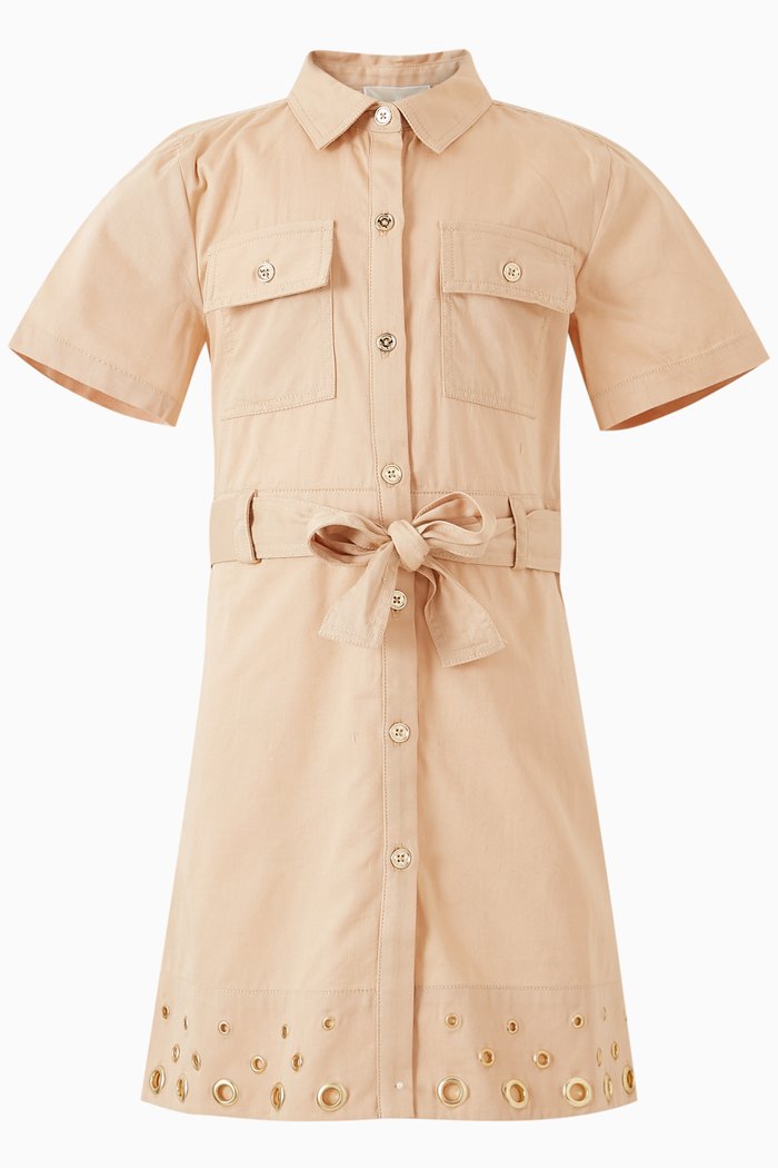 

Eyelet-detail Dress Shirt in Cotton Twill, Brown