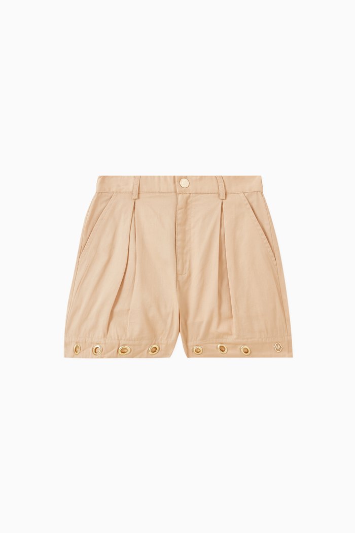 

Eyelet-detail Shorts in Cotton Twill, Brown