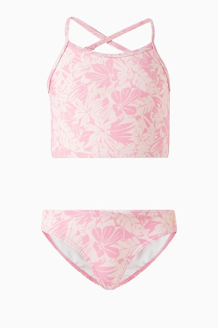 

Floral Two-piece Swimsuit in Stretch Nylon, Pink