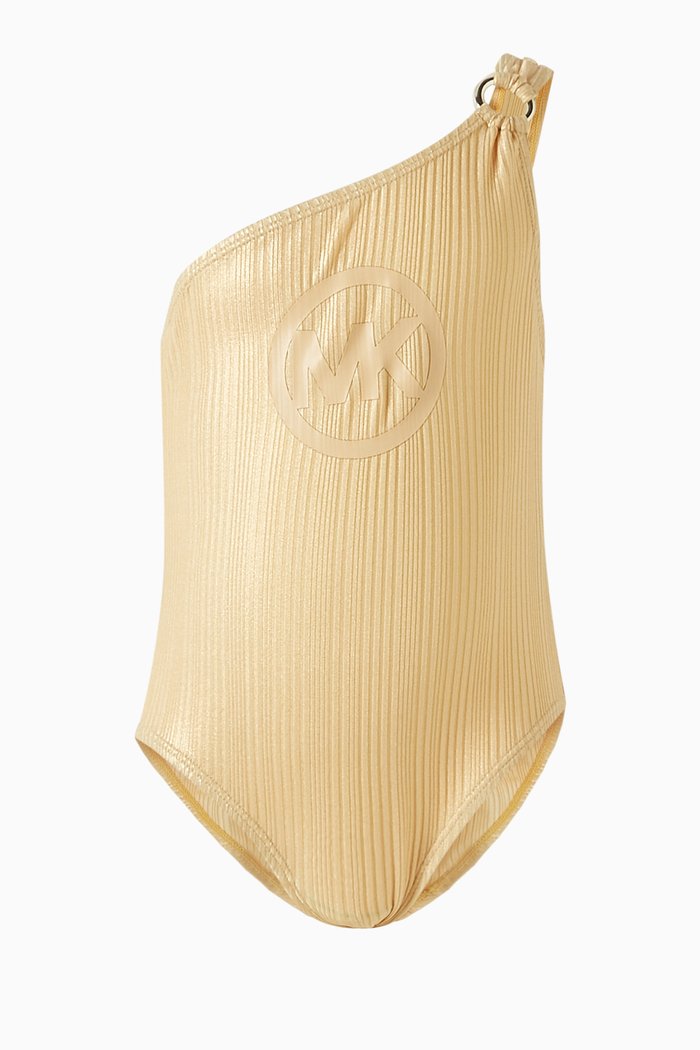 Logo One-piece Swimsuit, Gold