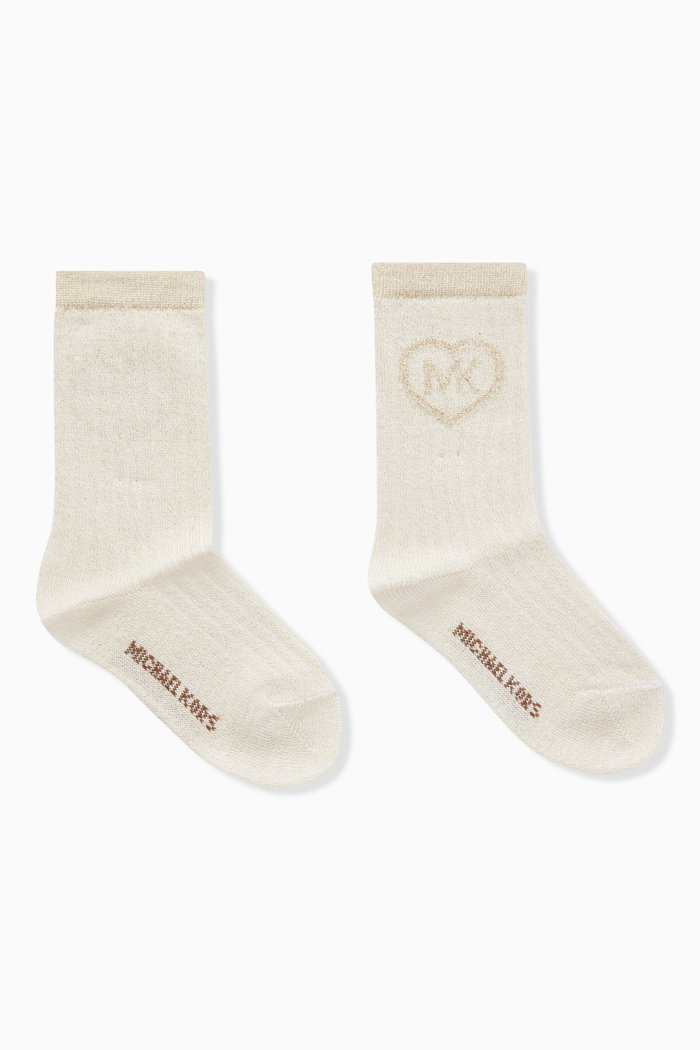 

Metallic Logo Socks in Cotton Blend, White