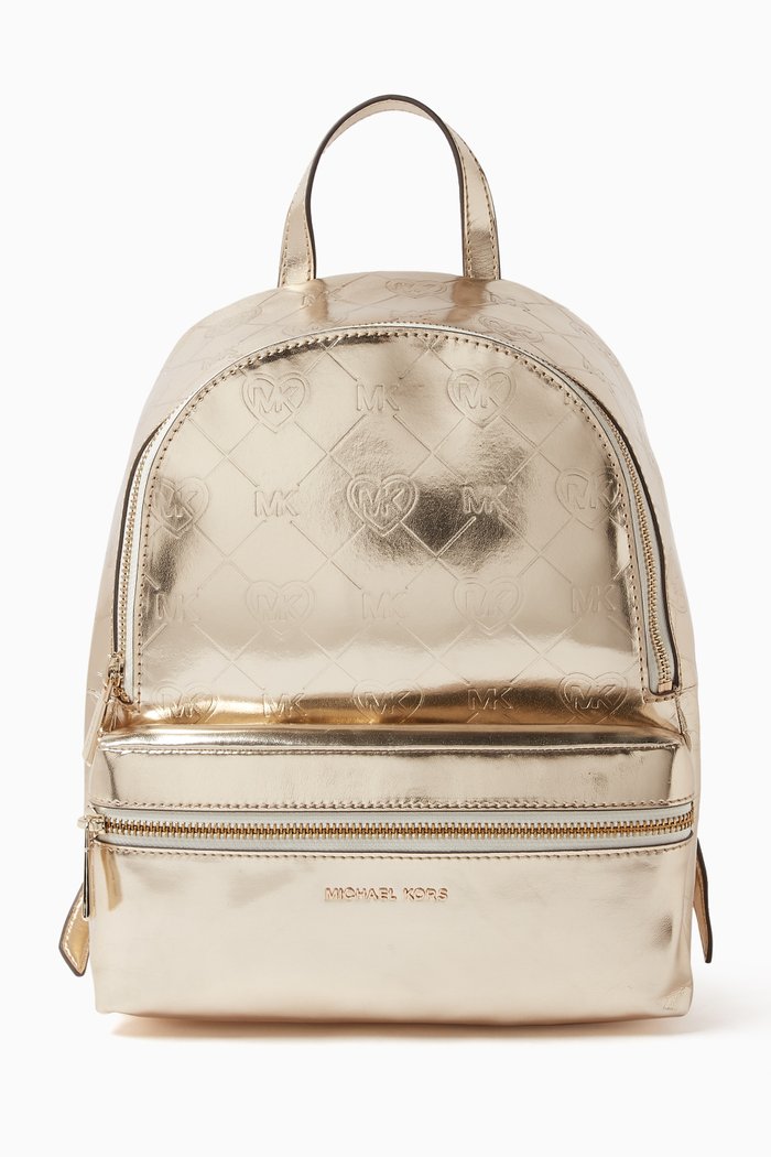 Logo Backpack in Polyester, Gold
