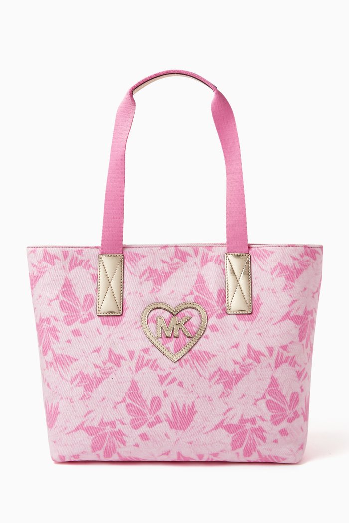 

Palm Printed Tote Bag in Cotton, Pink