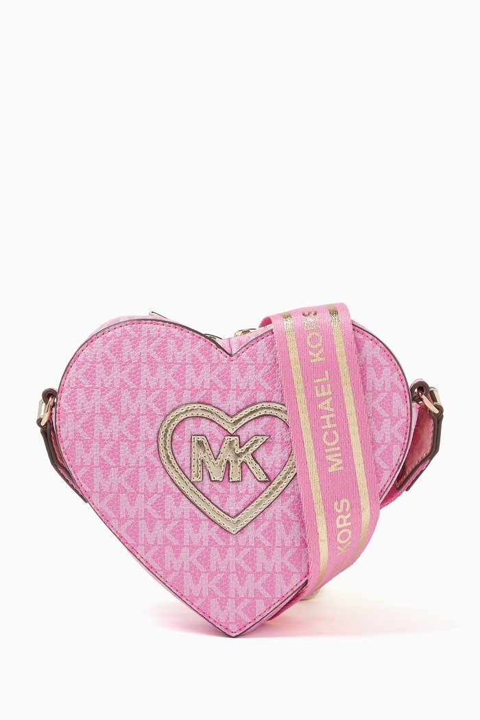 

Heart shaped Logo-patch Bag in Faux Leather, Pink