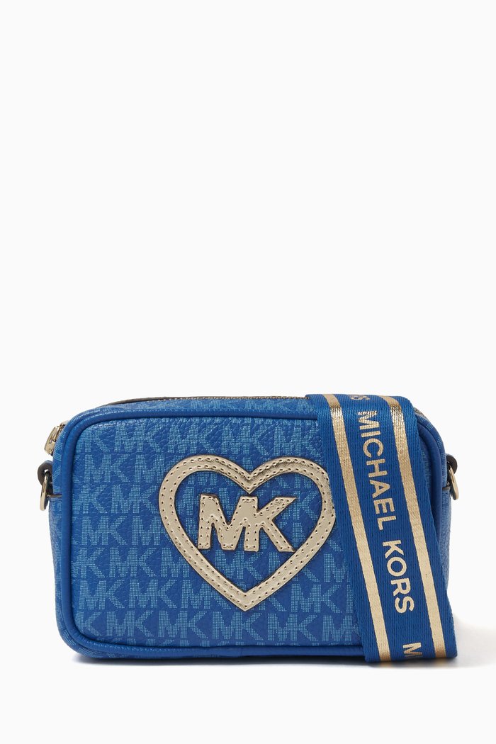 Logo-print Shoulder Bag in Canvas, Blue
