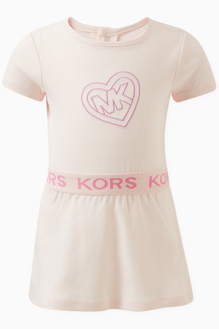 

Logo-Embroidered Dress in Cotton, Pink