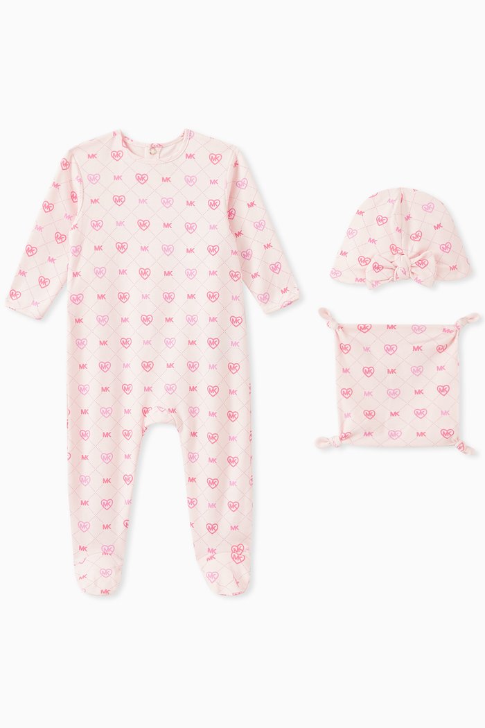 

Logo Sleepsuit Gift Set in Organic Cotton, Pink