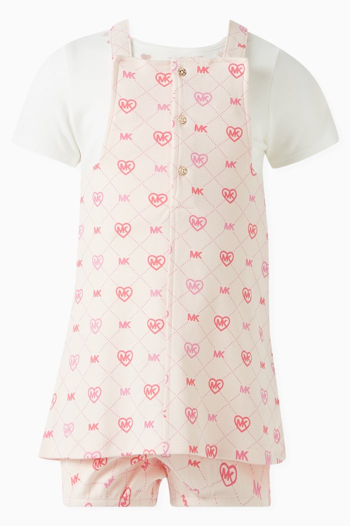 

Logo-print Dress Set in Cotton, Pink
