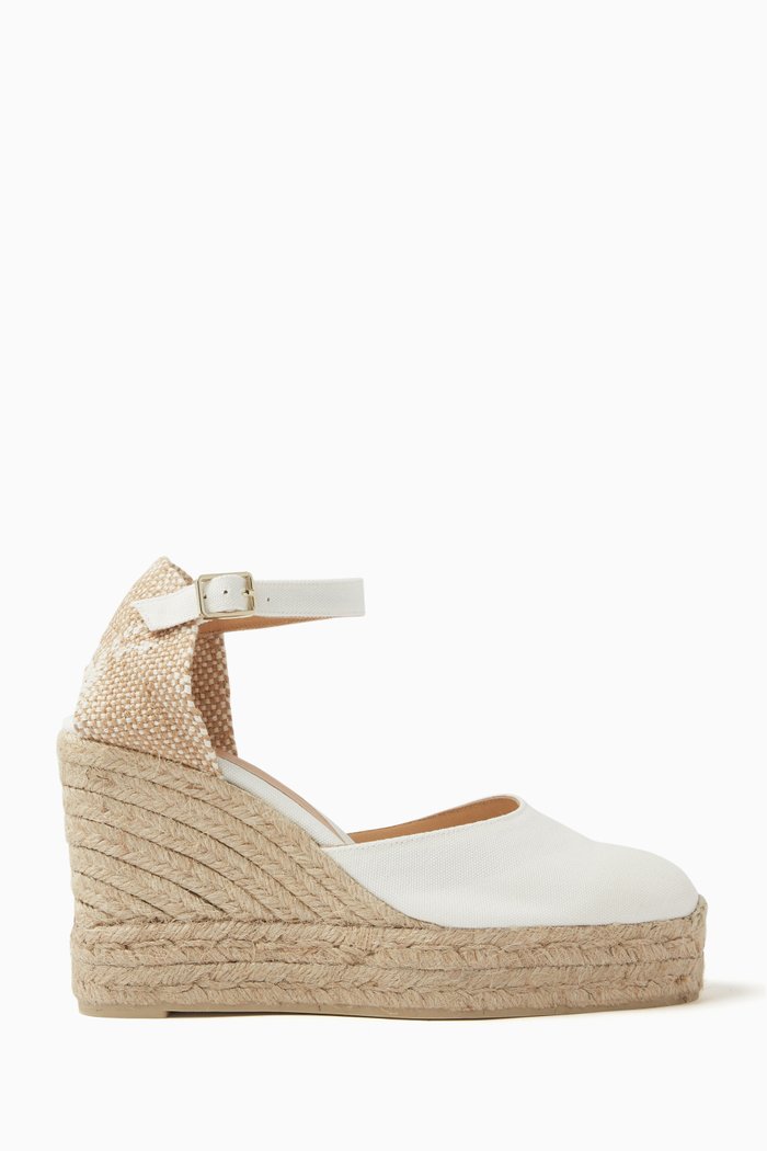 Carol 80 Espadrille Wedges in Canvas, White