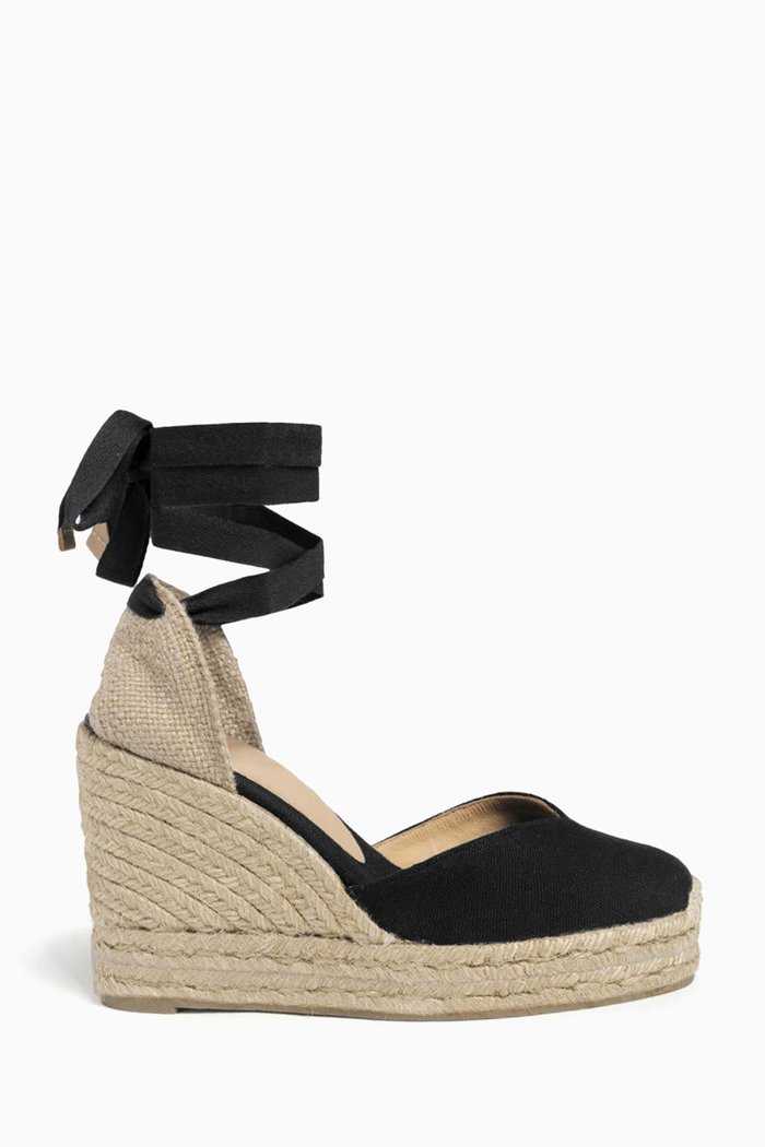 Chiara 80 Espadrille Wedges in Canvas, Black