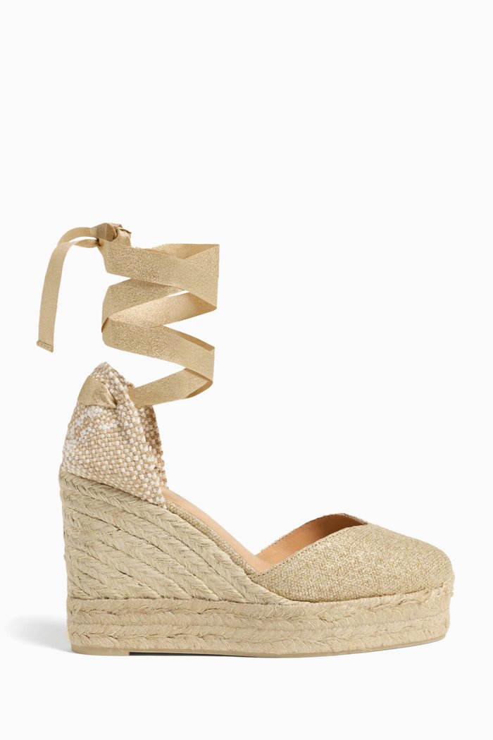 Chiara 80 Espadrille Wedges in Canvas, Gold