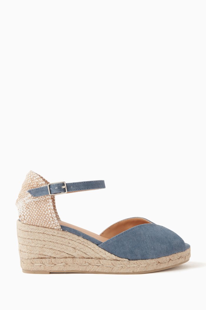 Bianca 60 Espadrille Wedges in Canvas, Blue