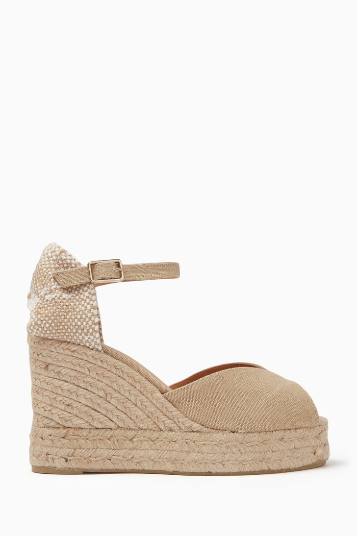 Bianca 60 Espadrille Wedges in Canvas, Neutral