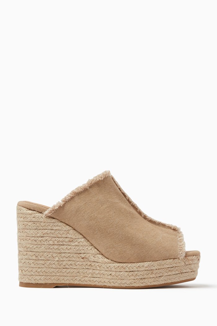 Fatima 80 Espadrille Wedges in Canvas, Neutral