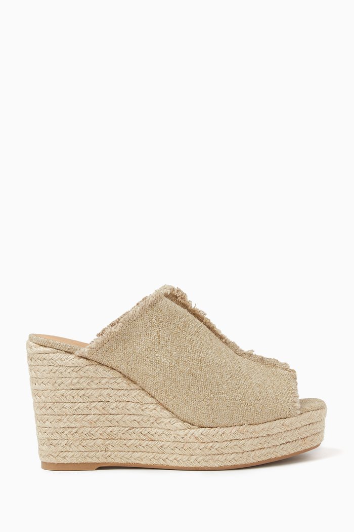 Fatima 80 Espadrille Wedges in Canvas, Gold