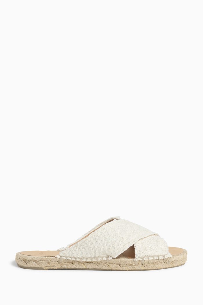 

Palmera Espadrille Slides in Canvas, White