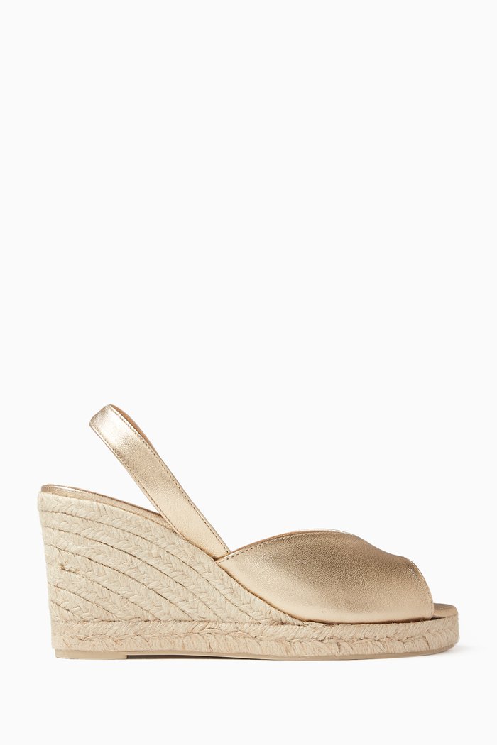 

Brisa 80 Espadrille Wedges in Leather, Gold