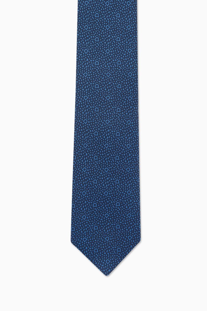 

Printed Tie in Silk, Blue