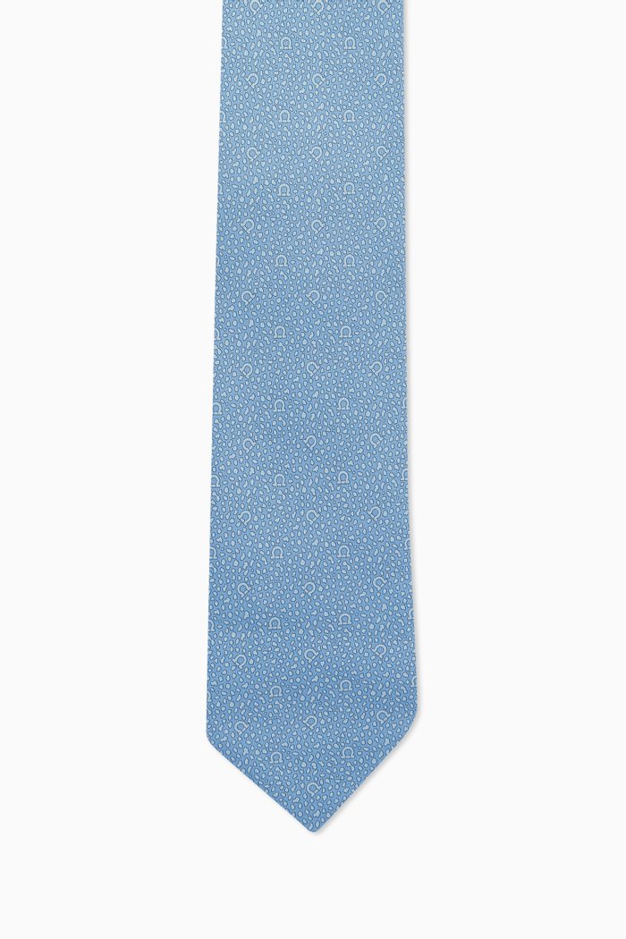 

Printed Tie in Silk, Blue
