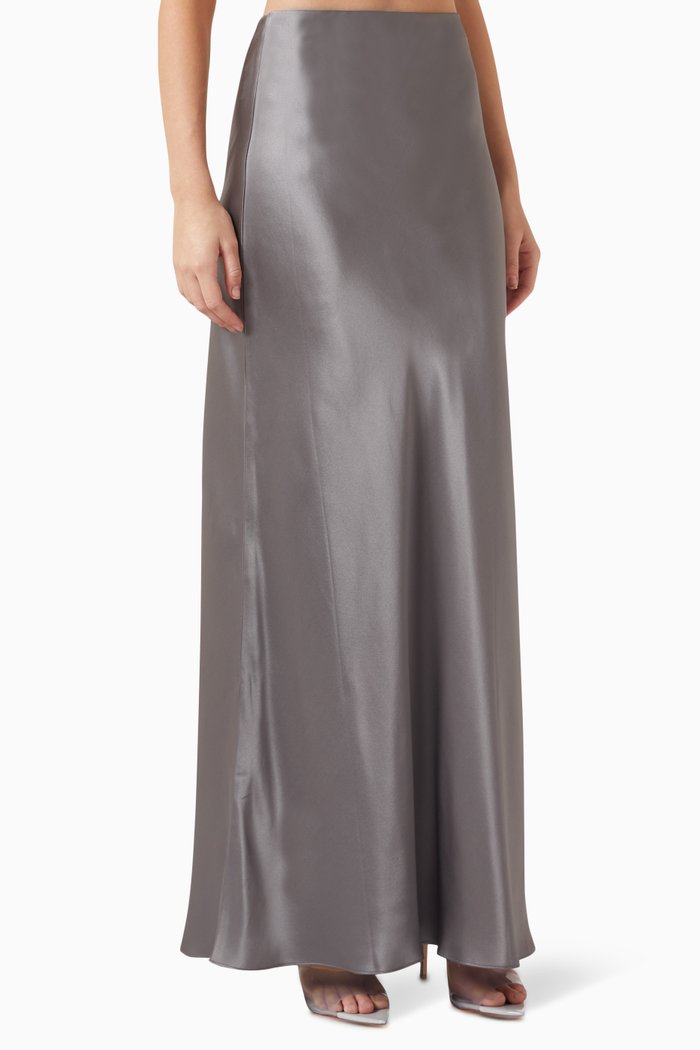 

Bella Maxi Skirt in Silk, Grey