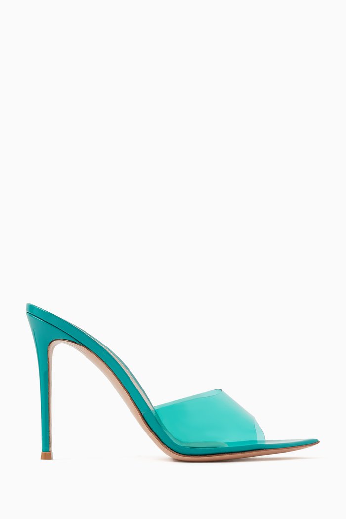 

Ellle 105 Mules in Leather & Plexi, Blue