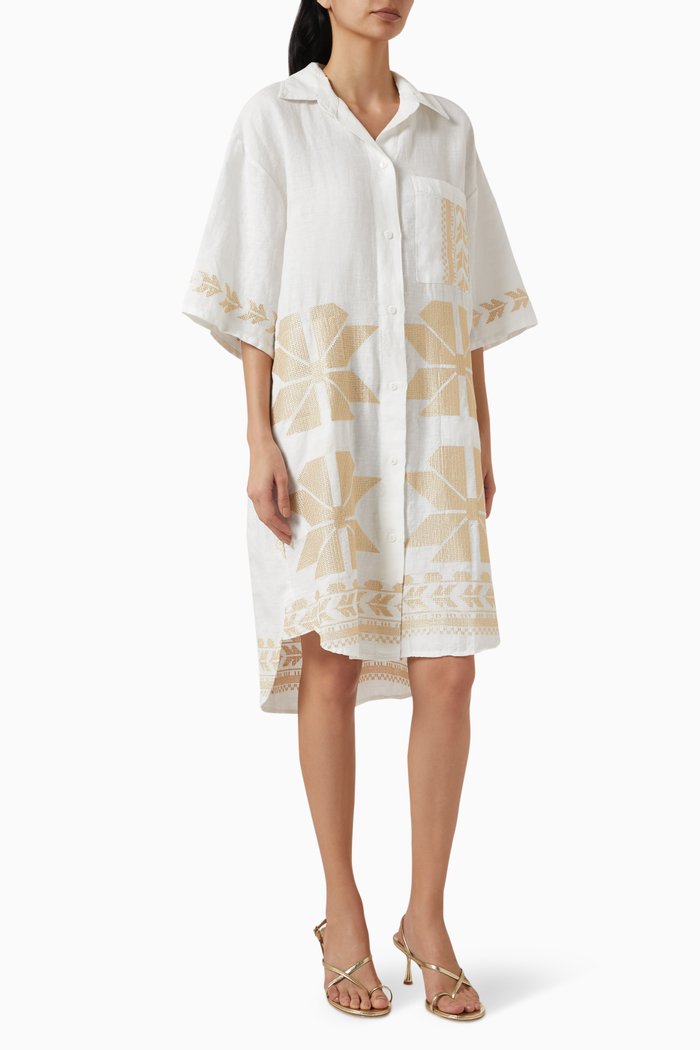 

Aeolis Chemisier Dress in Linen, White