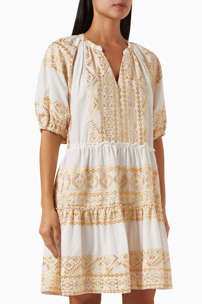 Puff Sleeve Mini Dress in Cotton, White
