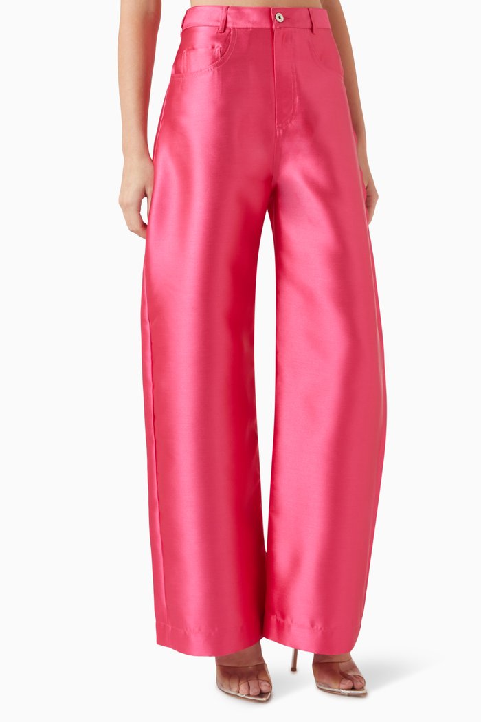 

Boyfriend Pants in Satin, Pink