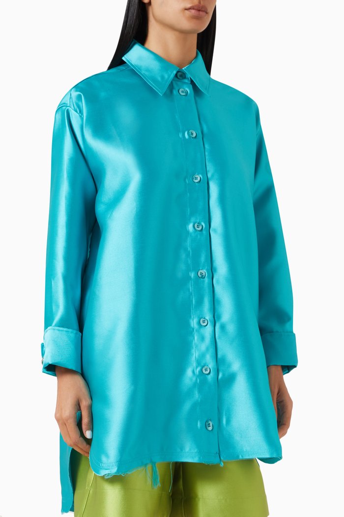 

Oversized Shirt in Satin, Blue