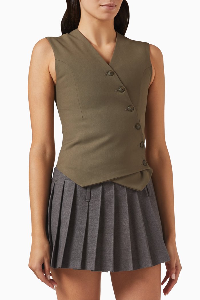 

Maesa Asymmetric Waistcoat in Stretch Woven Crêpe, Green