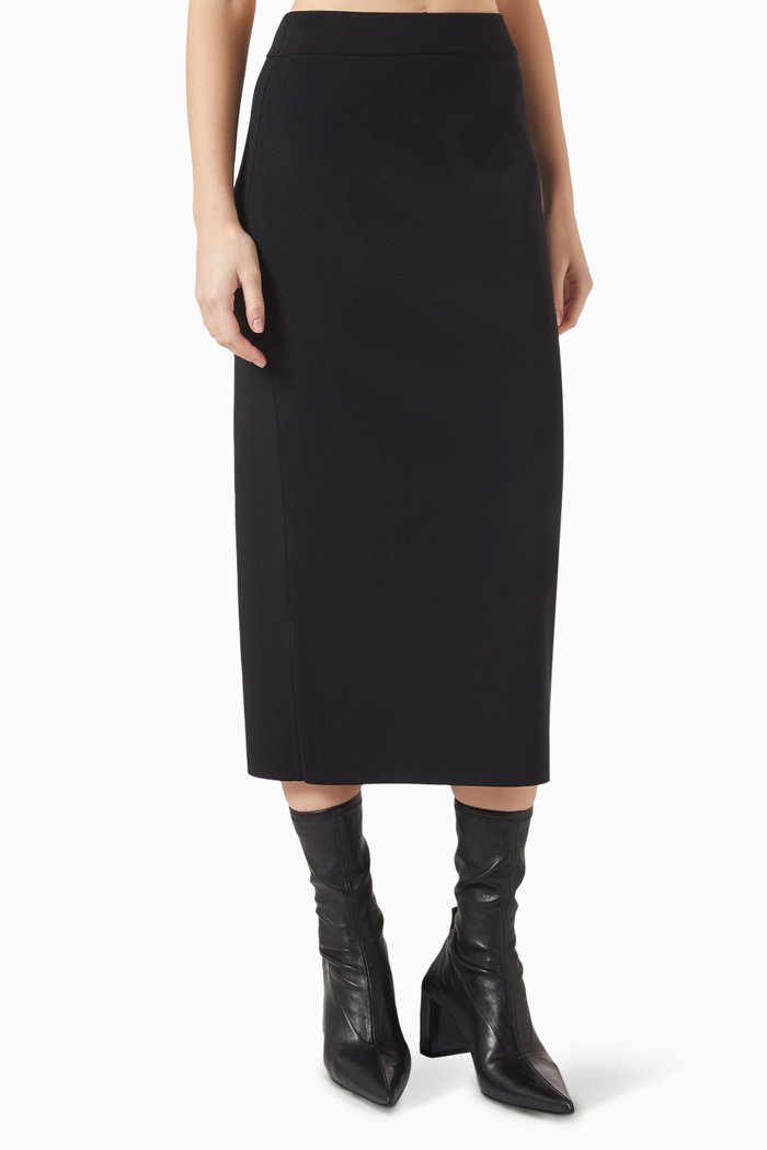 

Solange Midi Skirt in Knit, Black